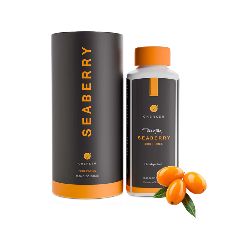 Cherker Himalayan sea buckthorn seaberry juice puree 500ml — rich in Omega-7 and vitamins.